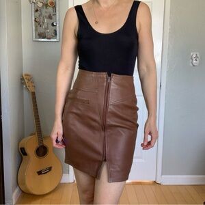 3/$20 Vintage brown leather skirt, size XS